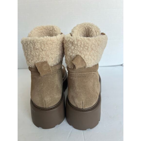 NWT Steve Madden Reyen Platform Combat Oatmeal Suede Lace Up Faux Fur Boot Sz 8 - Picture 6 of 9